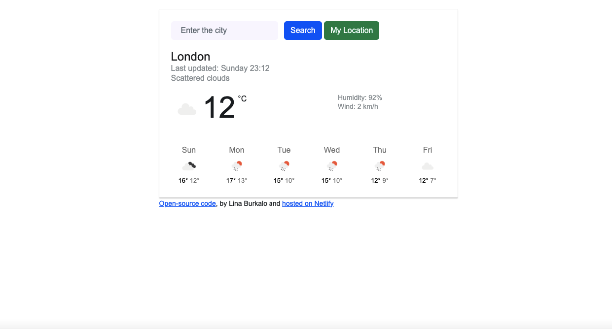 Weather forecast App preview